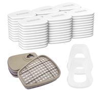 MeoZynxadril 6001 Rechange Filtres, Protection Respiratoire Réutilisable Kit, 60 Cotons Filtrants, 2 Couvercles et 2 Cartouches Filtrantes, Filtre Respiratoire Compatible 6100/7502/7501/6800