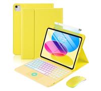 MePadKey Étui avec clavier tactile pour iPad A16 11e/10e génération/Air 11" M4 M3 M2/Air 5e 4ème 11", avec clavier de recharge de type C avec stylet et souris, jaune
