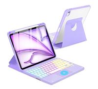 MePadKey Étui avec clavier tactile pour iPad Air 11" M3 2025/M2 2024 7e/6e génération - Rotation à 360° avec clavier amovible rétroéclairé sans fil - Violet