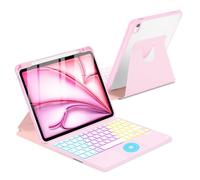 MePadKey Étui avec clavier tactile pour iPad Air 11" M3 2025/M2 2024 7e/6e génération - Rotation à 360° avec clavier amovible rétroéclairé sans fil - Rose