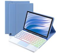 MePadKey Étui avec clavier trackpad pour Amazon Fire HD 10/10 Plus 10,1" 2021/2023 (11/13e génération), clavier rechargeable rétroéclairé 7 couleurs avec coque multi-angle pour enfants (bleu)