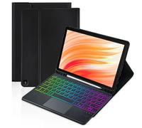 MePadKey Étui avec clavier trackpad pour Amazon Fire HD 10/10 Plus 10,1" 2021/2023 (11/13e génération), clavier rechargeable rétroéclairé 7 couleurs avec coque multi-angle pour enfants (noir)