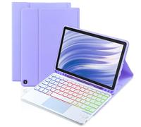 MePadKey Étui avec clavier trackpad pour Amazon Fire HD 10/10 Plus 10,1" 2021/2023 (11/13e génération), clavier rechargeable rétroéclairé 7 couleurs avec coque multi-angle pour enfants (violet)