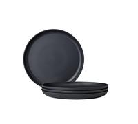 Mepal - Assiette petit déjeuner 4 pièces Silueta - Lavable au lave-vaisselle et résistant au micro-ondes - Assiettes en plastique - Assiettes plates - Vaisselle - 23 cm - Nordic black