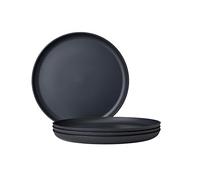 Mepal - Assiette plate 4 pièces Silueta - Lavable au lave-vaisselle et résistant au micro-ondes - Assiettes en plastique - Assiettes plates - Vaisselle - 26 cm - Nordic black