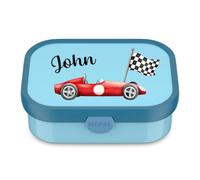 Mepal Bento - Boîte à déjeuner pour enfant avec compartiments - Motif campus - Personnalisable - Avec nom imprimé voiture de course - Bleu