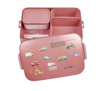 Mepal Bento Boîte à déjeuner « Take a Break » - Personnalisable - Avec insert compartimenté, motif de véhicules colorés - Large rouge