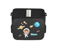 Mepal Bento Boîte à déjeuner Take a Break personnalisée pour garçon avec insert compartiments, boîte à lunch avec nom - Motif astronaute - Grande taille - Noir