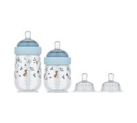 Mepal - Biberons Starterset Mio Little Dutch - Set de 3 - Anti-Colique - Conception Spiralée pour Éviter les Obstructions - Silicone de Grade Médical - 165 ml et 240 ml - Forest Friends