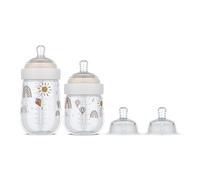 Mepal - Biberons Starterset Mio - Set de 3 - Anti-Colique - Conception Spiralée pour Éviter les Obstructions - Silicone de Grade Médical - 165 ml et 240 ml - Sunshine et Rainbow