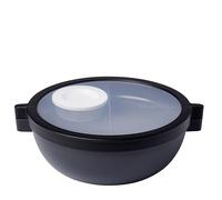 Mepal, Boîte à bento Basique Vita, Boîte à repas avec compartiments, Plateau à vinaigrette et plateau, Bento lunch box, Boîte à salade, 1500 ml, Nordic black