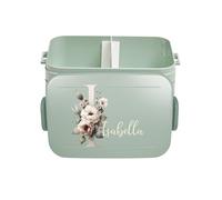 Mepal Boîte à déjeuner « Take a Break » personnalisable, avec séparateur de séparation, motif floral, lettre initiale, grande menthe