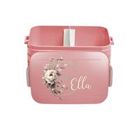 Mepal Boîte à déjeuner « Take a Break » personnalisable, avec séparateur de séparation, motif floral, lettre initiale, grand rouge