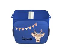 Mepal Boîte à déjeuner Take a Break personnalisée pour enfant avec séparateur - Boîte à déjeuner avec nom - Motif chevreuil Boho Midi - Bleu foncé