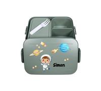 Mepal Boîte à déjeuner « Take a Break » personnalisée pour garçon, boîte à déjeuner avec compartiment de séparation, boîte à déjeuner avec nom, motif astronaute multicolore - Large menthe