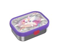 Mepal - Boîte à goûter bento en inox avec fourchette Campus - Boîte à Bento pour Enfants - Boîte à Déjeuner avec Compartiments et Fourchette - Lavable au Lave-Vaisselle - 750 ml - Unicorn Glow