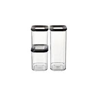 Rosti Mepal Boîtes de rangement cuisine – Ensemble 3 hermétiques empilables 2000+2x1000 ml Noir
