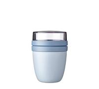 Mepal bol muesli a emporter - Mini - Pratique comme Pot de Yaourt et de Muesli - Compartiments Séparés - Convient au Congélateur, au Micro-ondes et au Lave-vaisselle - 300 ml + 120 - Nordic bue