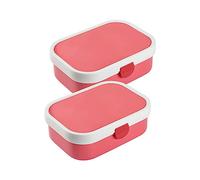 Mepal Campus Lot de 2 boîtes à déjeuner avec insert bento et fourchette 700 ml, boîtes à repas colorées en plastique avec fermeture à clip, ABS, 17,8 x 13,2 x 6,1 cm, rose et rose