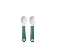 Mepal - Cuillère d'apprentissage pour bébé Mepal Mio - Cuillère d'entraînement pour bébé - Cuillère pour l'autonomie alimentaire - Lavable au lave-vaisselle et sans BPA - Set de 2 - Deep turquoise