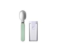 Mepal - Cuillère Pliante Ellipse - Cuillère Réutilisable à Emporter - Cuillère Pliable pour Pot de Yaourt - Couverts de Voyage - Etui de Rangement Inclus - Acier Inoxydable - Nordic sage