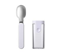 Mepal - Cuillère Pliante Ellipse - Cuillère Réutilisable à Emporter - Cuillère Pliable pour Pot de Yaourt - Couverts de Voyage - Etui de Rangement Inclus - Acier Inoxydable - White