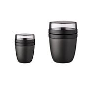 Mepal Ellipse Lot de 2 pots à déjeuner, gobelet pratique pour céréales, yaourt, à emporter, va au congélateur, au micro-ondes et au lave-vaisselle,300 et 500 ml, noir (Nordic Black)