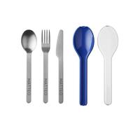 Mepal Ellipse Lot de 3 couverts de camping personnalisés, couverts en acier inoxydable avec nom gravé, étui de transport, bleu foncé