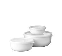 Mepal - Ensemble de 3 boîte de rangement Lumina - Boîte hermétique alimentaire avec couvercle pour frigo, congélateur, four vapeur, micro-ondes et lave-vaisselle - Bol de service - White