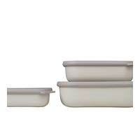 Mepal - Ensemble de 3 bols multifonctions Cirqula Rectangulaire - Boîtes de Hermétique avec Couvercle - Convient pour le Réfrigérateur, Micro-ondes & Congélateur - 500, 1000, 2000 ml - Nordic white