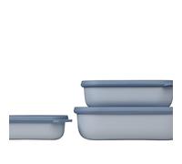Mepal - Ensemble de 3 bols multifonctions Cirqula Rectangulaire - Boîtes de Hermétique avec Couvercle - Convient pour le Réfrigérateur, Micro-ondes & Congélateur - 500, 1000, 2000 ml - Nordic Blue
