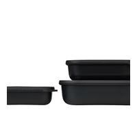 Mepal - Ensemble de 3 bols multifonctions Cirqula Rectangulaire - Boîtes de Hermétique avec Couvercle - Convient pour le Réfrigérateur, Micro-ondes & Congélateur - 500, 1000, 2000 ml - Nordic black