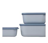 Mepal - Ensemble de 3 bols multifonctions Cirqula Rectangulaire - Boîtes de Hermétique avec Couvercle - Convient pour le Réfrigérateur, Micro-ondes & Congélateur - 750, 1500, 3000 ml - Nordic Blue