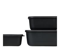 Mepal - Ensemble de 3 bols multifonctions Cirqula Rectangulaire - Boîtes de Hermétique avec Couvercle - Convient pour le Réfrigérateur, Micro-ondes & Congélateur - 750, 1500, 3000 ml - Nordic Black