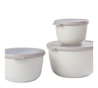 Mepal - Ensemble de 3 Bols Multifonctions Cirqula Rond - Boîtes Conservation Alimentaire avec Couvercle - Convient pour le Réfrigérateur, Micro-ondes & Congélateur - 500, 1000, 2000 ml - Nordic White