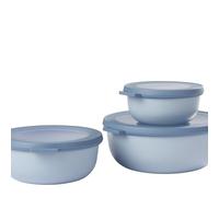 Mepal - Ensemble de 3 Bols Multifonctions Cirqula Rond - Boîtes Conservation Alimentaire avec Couvercle - Convient pour le Réfrigérateur, Micro-ondes & Congélateur - 350, 750, 1250 ml - Nordic blue