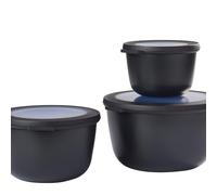 Mepal - Ensemble de 3 Bols Multifonctions Cirqula Rond - Boîtes Conservation Alimentaire avec Couvercle - Convient pour le Réfrigérateur, Micro-ondes & Congélateur - 500, 1000, 2000 ml - Nordic black