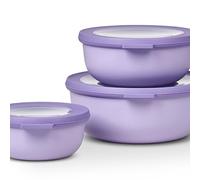 Mepal - Ensemble de 3 Bols Multifonctions Cirqula Rond - Boîtes Conservation Alimentaire avec Couvercle - Convient pour le Réfrigérateur, Micro-ondes & Congélateur - 350, 750, 1250 ml - Nordic Lilac
