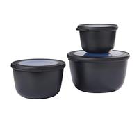 Mepal - Ensemble de 3 Bols Multifonctions Cirqula Rond - Boîtes Conservation Alimentaire avec Couvercle - Convient pour Le Réfrigérateur, Micro-Ondes & Congélateur - 350, 750, 1250 ML - Nordic Black