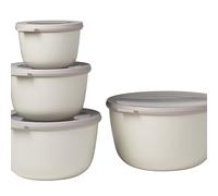 Mepal - Ensemble de 4 Bols Multifonctions Cirqula Rond - Boîtes Conservation Alimentaire avec Couvercle - Convient pour le Réfrigérateur, Micro & Congélateur - 500, 1000, 2000, 3000 ml - Nordic white