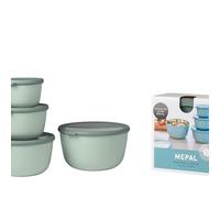 Mepal Cirqula Round Lot de 4 boîtes de conservation avec couvercle - Convient comme boîte de rangement, réfrigérateur et micro-ondes - 500, 1000, 2000 et 3000 ml - Nordic sage