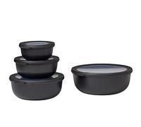 Mepal - Ensemble de 4 Bols Multifonctions Cirqula Rond - Boîtes Conservation Alimentaire avec Couvercle - Convient pour le Réfrigérateur, Micro & Congélateur - 350, 750, 1250, 2250 ml - Nordic Black