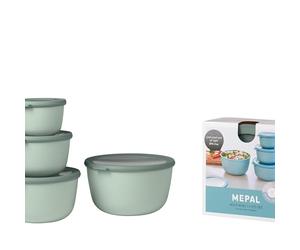 Mepal - Ensemble de 4 Bols Multifonctions Cirqula Rond - Boîtes Conservation Alimentaire avec Couvercle - Convient pour le Réfrigérateur, Micro & Congélateur - 500, 1000, 2000, 3000 ml - Nordic sage