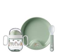 Mepal - Ensemble de vaisselle pour bébé 3 pièces Mio - Comprend une tasse à bec étanche, et une assiette et une cuillère d'entraînement - Va au lave-vaisselle et sans BPA - Little Farm