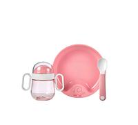 Mepal - Ensemble de vaisselle pour bébé 3 pièces Mio - Comprend une tasse à bec étanche, et une assiette et une cuillère d'entraînement - Va au lave-vaisselle et sans BPA - Deep pink