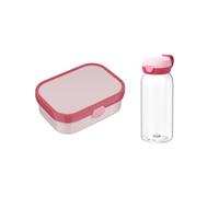 Mepal - Kit de pause Campus - Set pour enfants avec gourde avec couvercle rabattable et boîte à lunch - Kit de déjeuner pour l'école ou les déplacements - Passe au lave-vaisselle - 600 + 750 ml - Rose