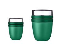 Mepal Lot de 2 boîtes à déjeuner Ellipse - Vert vif - Mini + Large - Gobelet à céréales pratique, gobelet à yaourt, gobelet à emporter - Passe au congélateur, au micro-ondes et au lave-vaisselle