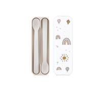 Mepal - Cuillère pour Bébé Mio, Cuillère d'Alimentation pour Nourrisson à Long Manche, Cuillère pour Diversification Alimentaire, Ustensiles pour Bébé, Set de 2, Sunshine et Rainbow