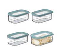 Mepal Modula Lot de 4 boîtes de conservation en plastique avec couvercle 425 ml, idéales pour la conservation des aliments, empilables et peu encombrantes, passent au lave-vaisselle, vert nordique