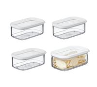 Mepal Modula Lot de 4 boîtes de conservation en plastique avec couvercle 425 ml, idéales pour la conservation des aliments, empilables et peu encombrantes, passent au lave-vaisselle, blanc nordique